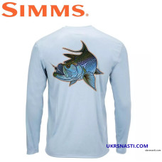 Реглан Simms Solar-Tech Tee Tarpon Turn Steel Blue